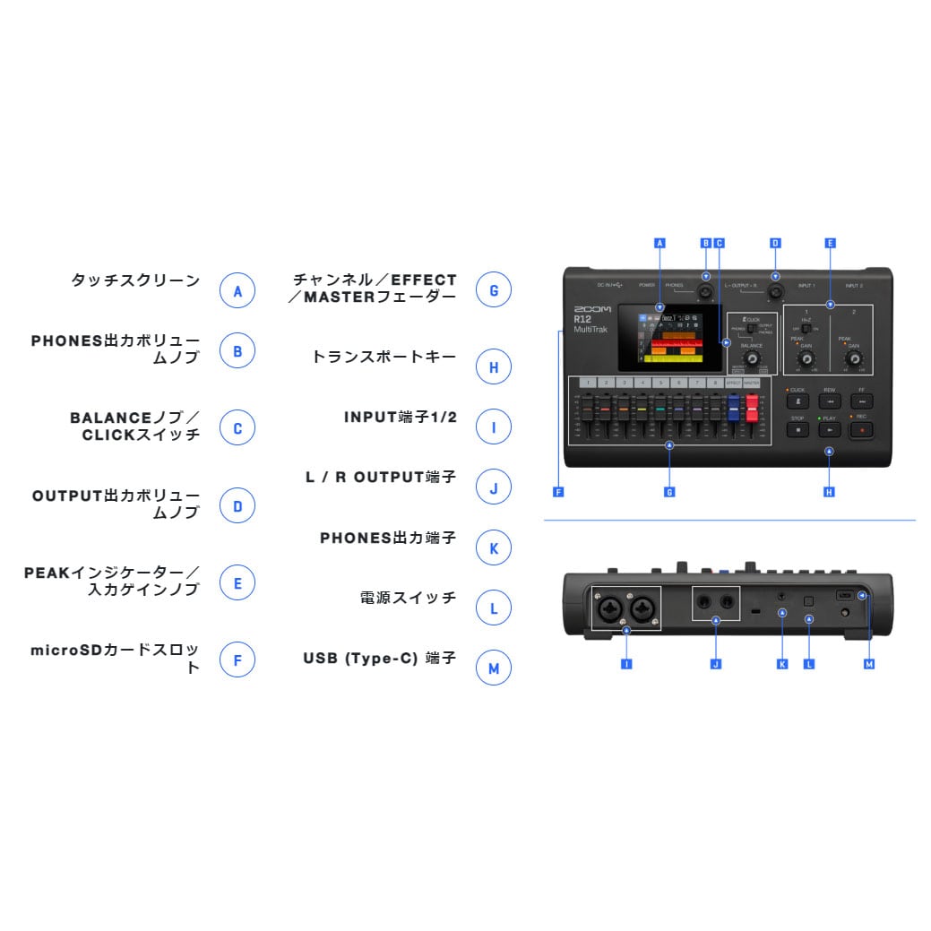 ZOOM(ズーム) MultiTrak マルチトラックレコーダー R12(R12): 音響機材 銀一オンラインショップ |  撮影用背景-プロフェッショナル映像・撮影機材専門店