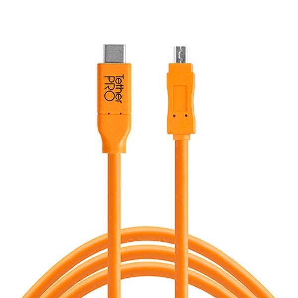 TETHER TOOLS(テザーツールズ) TetherPro USB-C to 2.0 Mini-B 8-Pin (460cm) オレンジ  CUC2615-ORG(オレンジ): 撮影 銀一オンラインショップ 撮影用背景-プロフェッショナル映像・撮影機材専門店