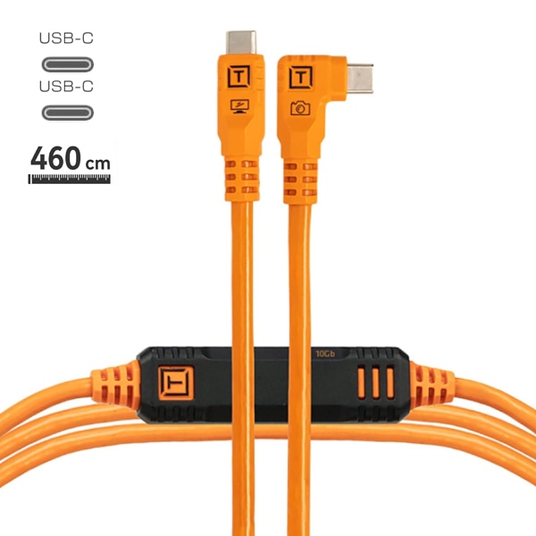 【会員価格/SALE】TETHER TOOLS(テザーツールズ) テザープロ オプティマ 10G USB-C ケーブル ライトアングル(4.6m) オレンジ CUC15RTG2-ORG