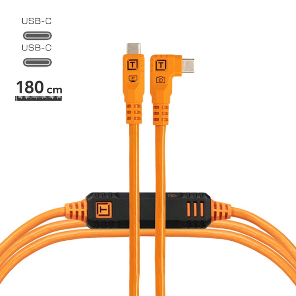 【会員価格/SALE】TETHER TOOLS(テザーツールズ) テザープロ オプティマ 10G USB-C ケーブル ライトアングル（1.8m） / CUC06RTG2B-ORG