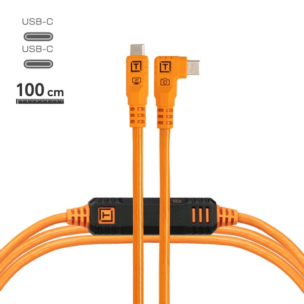 【会員価格/SALE】TETHER TOOLS(テザーツールズ) テザープロ オプティマ 10G USB-C ケーブル ライトアングル（1m） / CUC03RTG2B-ORG